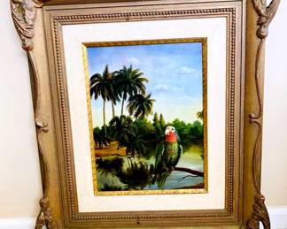 HPT125 1938 Oil Painting -Original - Parrot