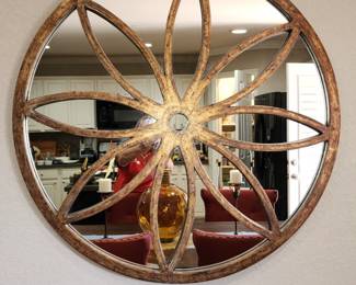 Large Farmhouse Style Mirror with Wooden Frame