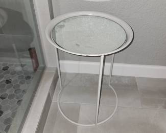 Small Metal Round Table with Mirror Top