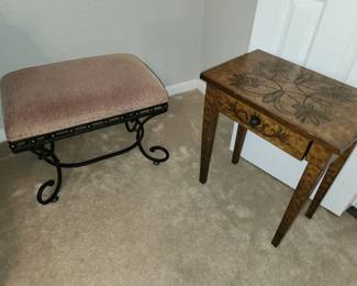 Iron Base Stool - One Drawer Small Table