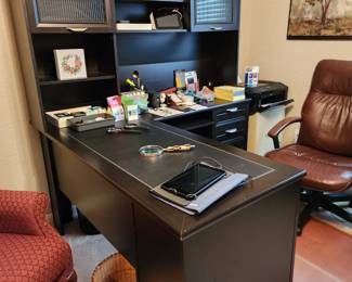 Black Desk with Leather Top