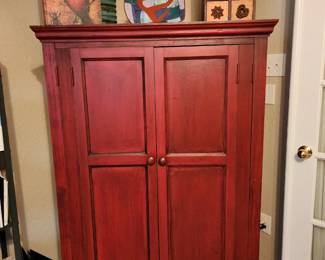 Shabby Chic Red Armoire