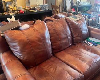 Nice thick true leather couch 