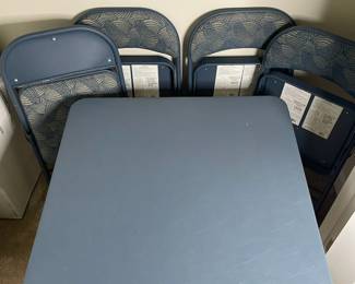 Blue Folding Table and Four Chairs