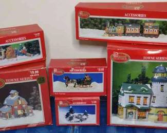 Dickens Collectibles Lighthouse, Train, Barn and Accessories