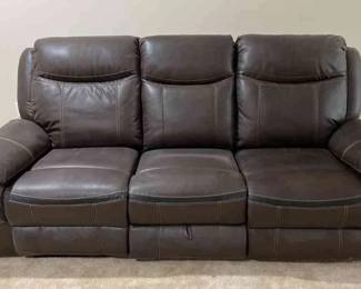 Leather Couch with End Recliners