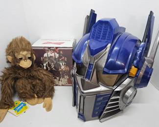 Dakin Monkey w/ Tag, Working Transformers Helmet & Budweiser Championship Beer Stein