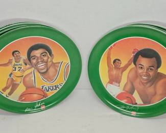 Vintage Magic Johnson & Sugar Ray Leonard 7up Plates