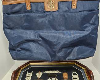 Blue Tommy Hilfiger Bag & Navy Knots Shadow Box
