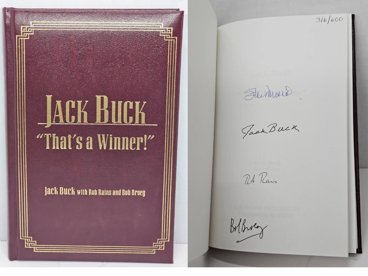 Jack Buck "That's a winner!"
#316/600
Signed by Stan Musial, Jack Buck, Rob Rains & Bob Broeg