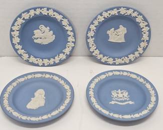 Wedgwood Blue Jasperware Plates: City of London 4.5" & 3 others all 4.5"