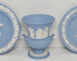 Wedgwood Blue Jasperware Assorted Plate & Mini Vase