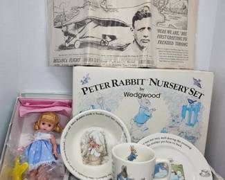Brooklyn Daily Eagle "Lindbergh at Paris in 33 Hours" - Historical 1927 Replica.  Wedgwood Peter Rabbit Nursery Set (Plate, Bowl & Cup).  Madame Alexander Twinkle Twinkle, Little Star NIB 26330