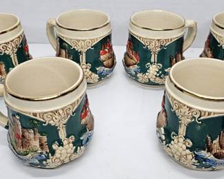 Set of 6 German Gold-Rimmed Cups