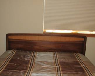 MCM queen size headboard with cane insert; very sturdy and in excellent condition. Companion piece with the MCM dresser-mirror and side table
