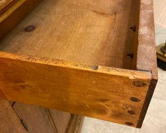 Antique 1-drawer cabinet side table; 15.25"d x 27"w x 27.5"h