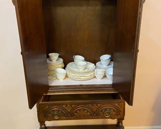 BUY IT NOW $1300 Antique Jacobian style solid wood cabinet with painted doors and sides. 38"w x 64"h x 18"d