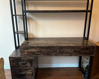 BUY IT NOW!$120. Industrial style 4-drawer, wood and metal office desk 