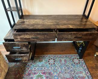 BUY IT NOW!$120. Industrial style 4-drawer, wood and metal office desk 