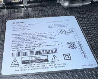 43" Samsung Flat Screen TV - 2020                                   
Model #UN43TU7000FXZA
