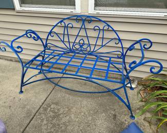 Vibrant Blue Iron Settee 