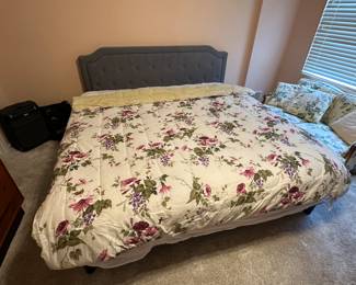 BUY IT NOW!$300.Gray upholstered, King Bed