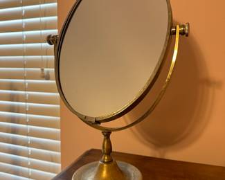 Vintage brass swivel cosmetic mirror 