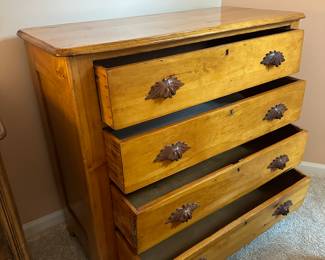 BUY IT NOW!$140. Vintage solid wood, 4-drawer dresser with leaf pulls