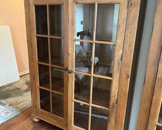 BUY IT NOW! $300 each. Solid wood and glass bookcases by Broyhill; 17.25"D x 69.5"h x 54.25"w (2 available)