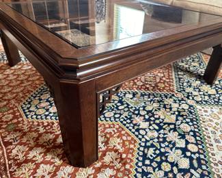 BUY IT NOW!$120. Vintage Square glass and wood coffee table, by Drexel Heritage