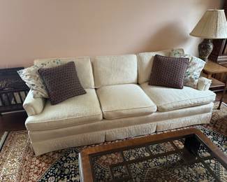 BUY IT NOW!$200. Vintage 1990s, Traditional White Upholstered Herringbone Sofa, by Henredon