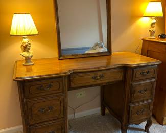 Vintage Dressing Table with mirror and glass top