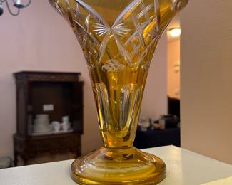 Amber lead crystal vase 
