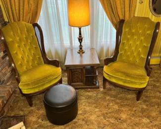 55 Hollywood Regency Crushed Velvet Caned Wingback Chair Setmin