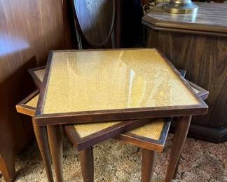 55 Vintage Rattan WovenTop Nesting Tables X3min