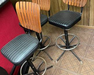 55 Wrought Iron Chair Co. Wood Back Barstoolsmin