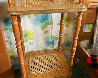 55 Vintage 2Tier Wicker Side Tablemin