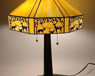 Tiffany Style Outdoor Cutout Carmel Glass Lamp