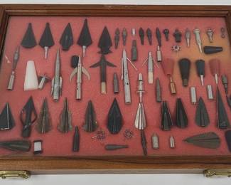 Vintage Broadhead Arrow Tip Collection Display