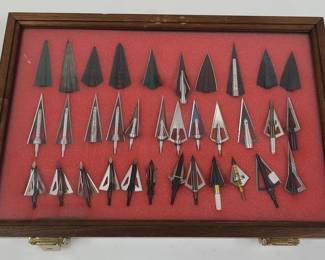 Vintage Broadhead Arrow Tip Collection Display