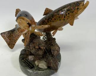 Gill Sanders M.D. Hand Carved Trout Display