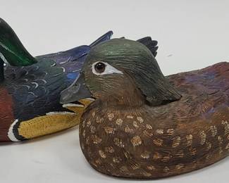 2 Hand Made Wood Ducks Henry F Parker