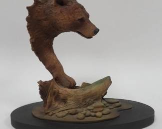 Rick Cain Bear Stream LE Resin Sculpture