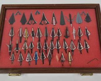 Vintage Broadhead Arrow Tip Collection Display