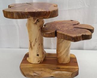 Reclaimed Live Wood 2-Tier Display Table