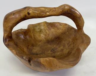 Hand Carved Burl Wood 12" Basket