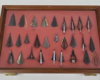 Vintage Broadhead Arrow Tip Collection Display