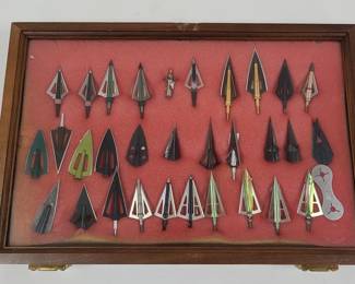 Vintage Broadhead Arrow Tip Collection Display
