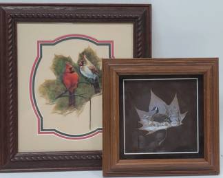 2 Framed Hand Painted Leaves by Sue
