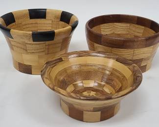 3 Wood Puzzle Hand Turned Bowls by JH Brillhart